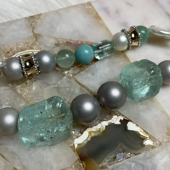 🩵HP 🐳 RARE! ALEXIS BITTAR LARGE BAUBLE NECKLACE Freshwater Pearl Statement Piece - Picture 9 of 11